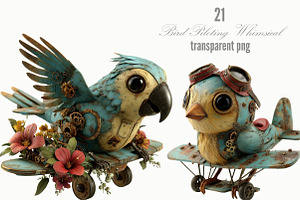 Bird Piloting Whimsical Clipart, a Seasonal Illustration by Designking