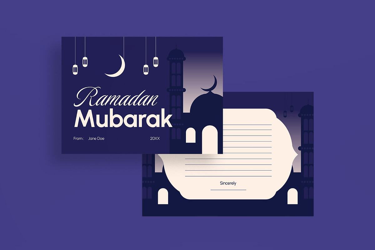Ramadhan Mubarak Greeting Card, a Card Template by graphicook (Photo 2 of 3)