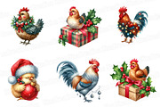 Christmas Chicken Watercolor Clipart, an Illustration by SinaCreation (Thumbnail 3 of 7)