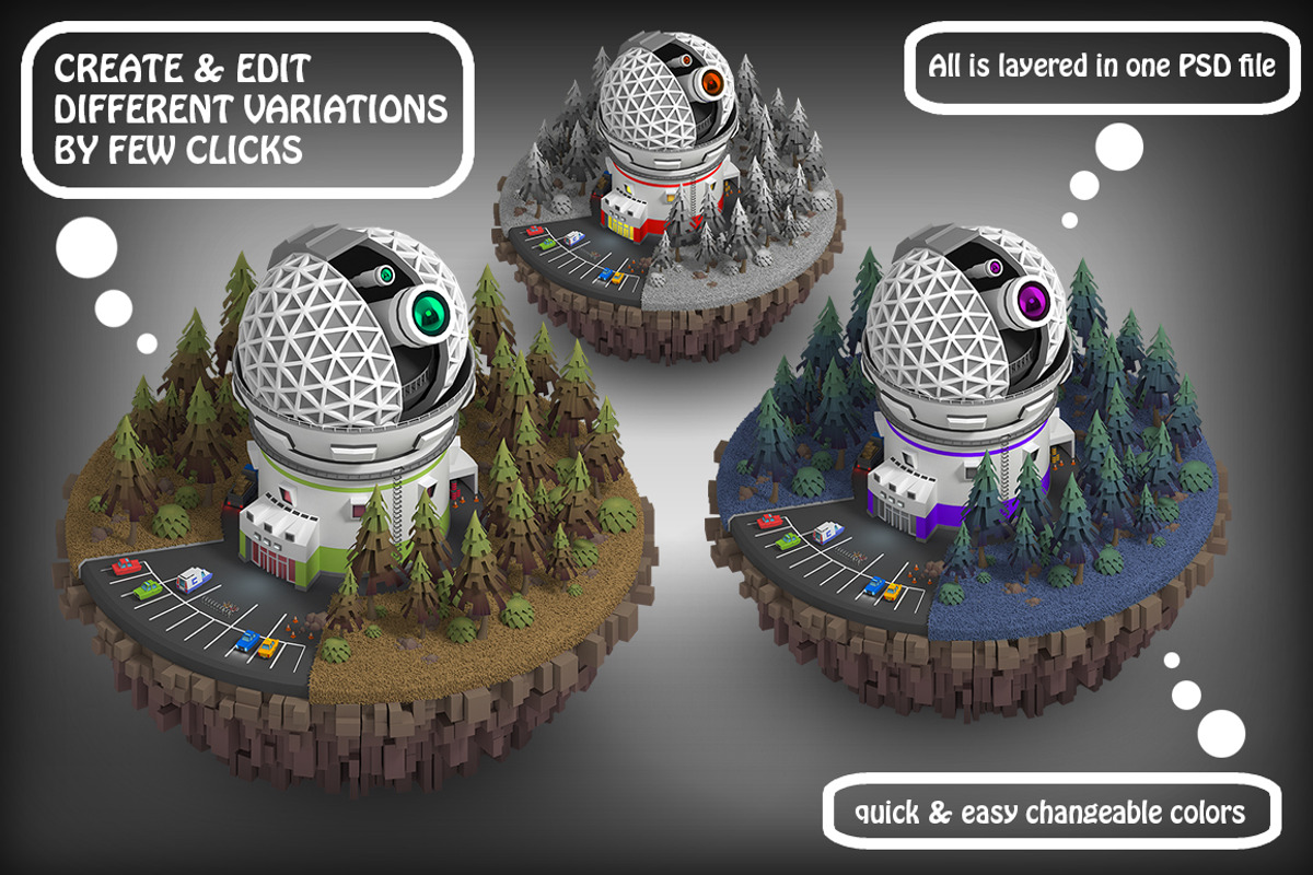 Isometric Observatory Telescope, an Education Illustration by stallfish's art store (Photo 3 of 3)