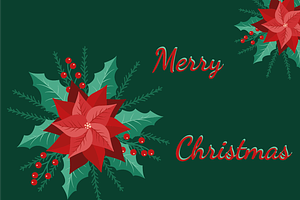 Merry Christmas Card with Poinsettia, a Decorative Illustration by JYa_Design