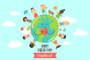 Happy Earth Day graphic set