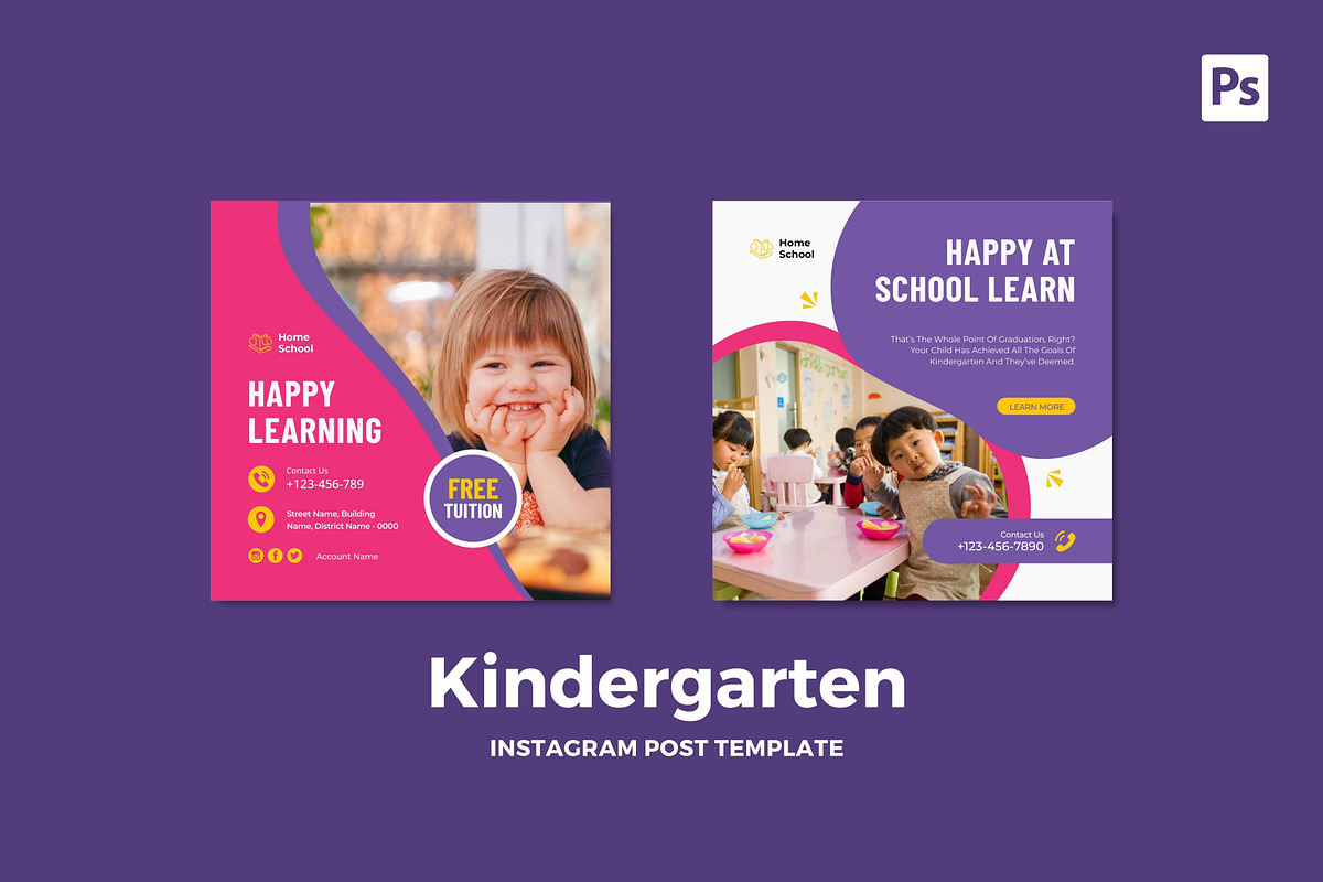 Kindergarten Instagram Post, a Social Media Template by CavenArt (Photo 2 of 5)