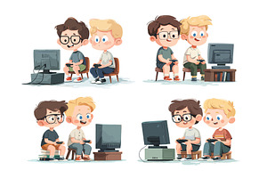 Children playing video game. Kid, a Person Illustration by Stock-Smart-Start