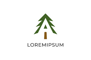 Pine Tree Logo with Letter a, a Branding & Logo Template by Saba Vector