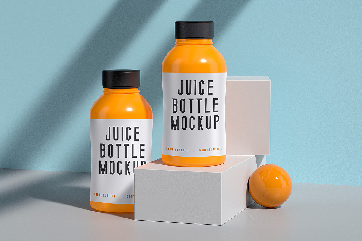Juice Bottle Mockups, a Product Mockup by Graphicsfuel | Creative Market