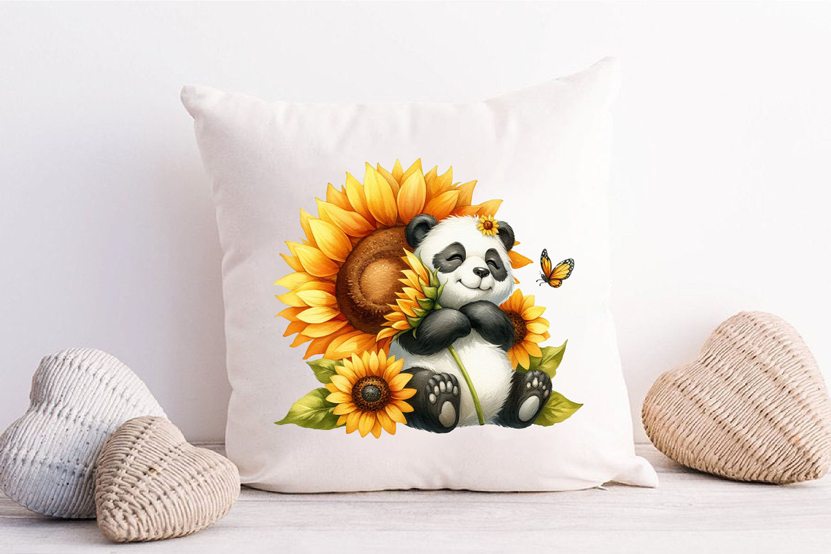 Watercolor Sunflower Panda PNG, a Graphic by CitraGraphics