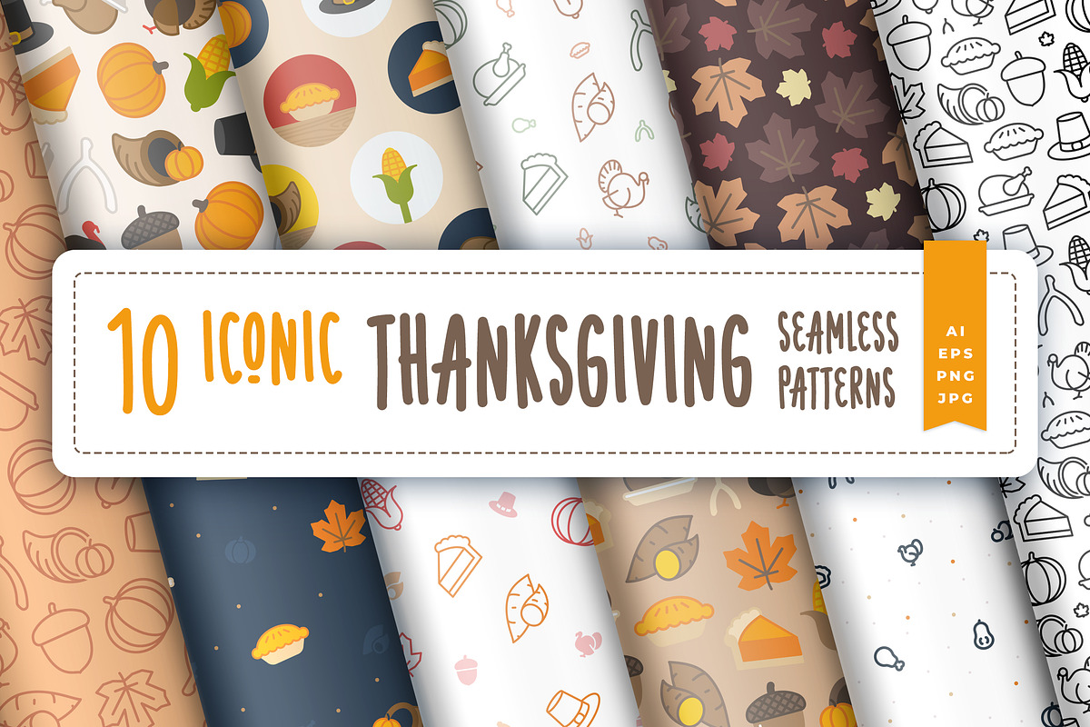 Iconic Thanksgiving Seamless Pattern, a Pattern Graphic by oelhoem (Photo 1 of 5)