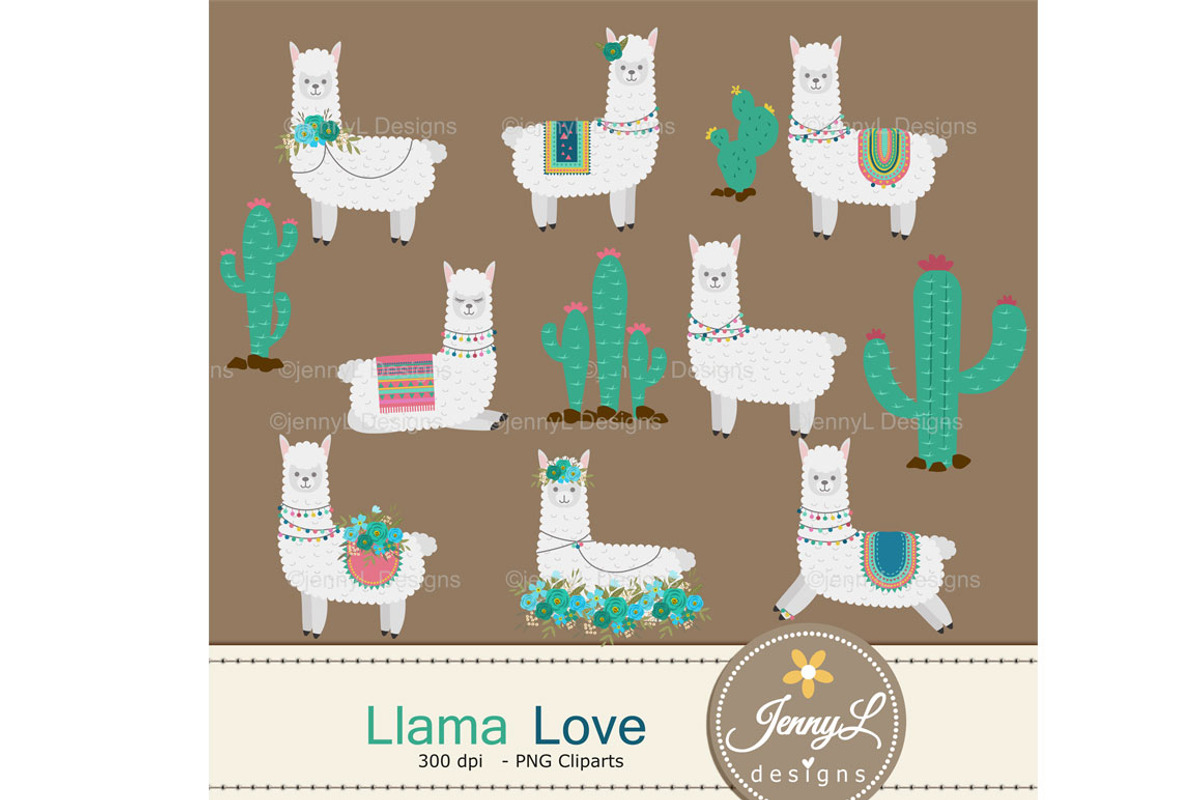 Llama Alpaca Digital Papers Clipart, a Pattern Graphic by JennyL Designs (Photo 2 of 6)