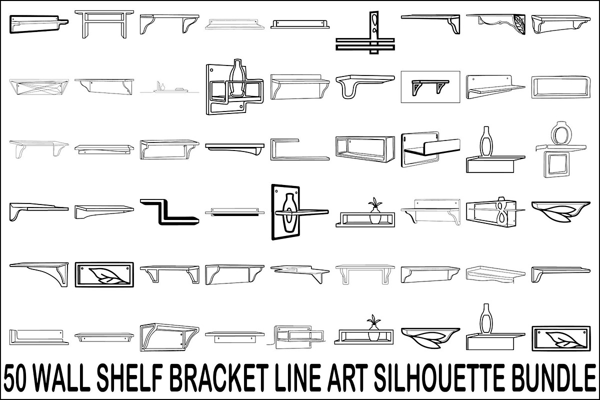 Wall Shelf Bracket Vector Bundle, an Illustration by Gaye Art (Photo 1 of 51)