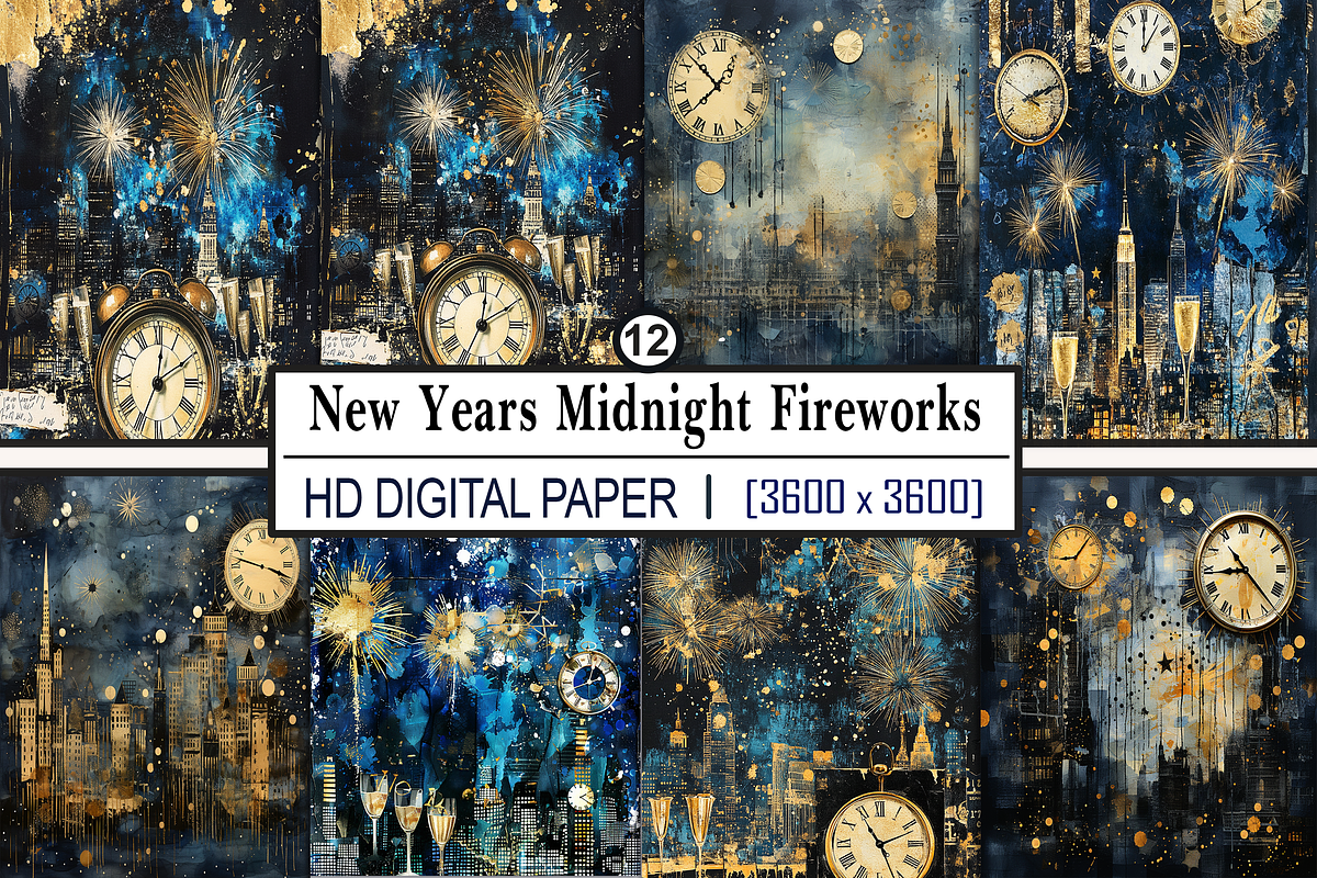 New Years Midnight Fireworks Journal, a Background Graphic by Printable Treasure (Photo 1 of 3)