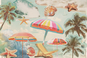 Retro Summer Collage Elements