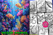 Ocean Animal Coloring Book V2, an Animal Illustration by Design Zone (Thumbnail 1 of 7)