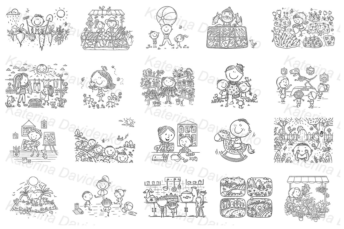 Coloring book cartoon kids bundle, an Illustration by Bubert Art (Photo 3 of 4)