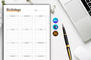 Canva Birthday Planner