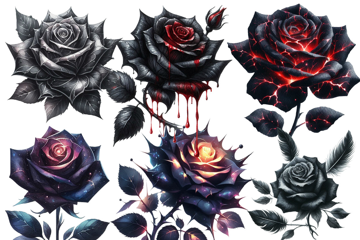 Dark Gothic Roses clipart, an Illustration by Designworld (Photo 4 of 6)