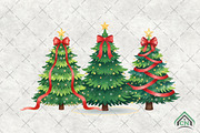 Christmas Tree Red Bow Holiday Png, an Illustration by Craft Nest (Thumbnail 1 of 6)
