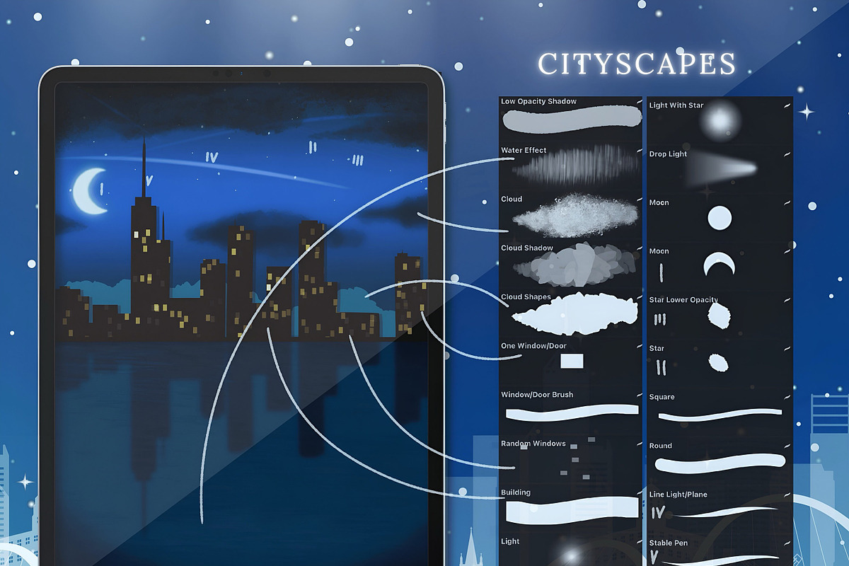 CITYSCAPES PROCREATE BRUSHES, a Brush Add-On by BeeRubby (Photo 4 of 7)