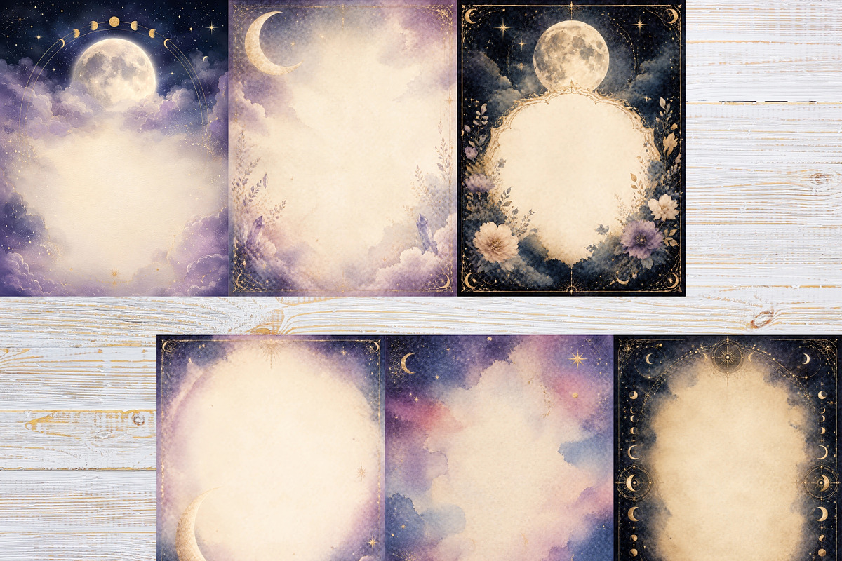 39 Celestial Moon Journal Pages, a Background Graphic by LA Design (Photo 2 of 10)