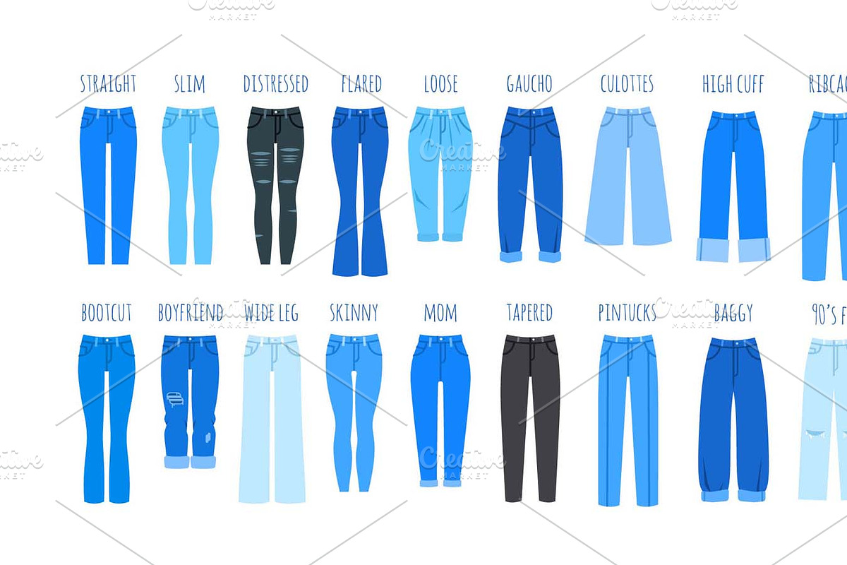 Women Jeans Styles Collection, an Illustration by Vectorikart (Photo 3 of 3)