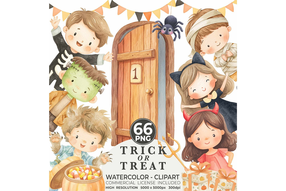 Watercolor Halloween Clipart, an Illustration by CharmClipart (Photo 1 of 8)