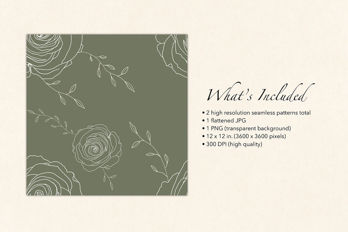 Sage Green Minimalist Floral Pattern, a Pattern Graphic by Quinn Lane Designs (Photo 3 of 6)