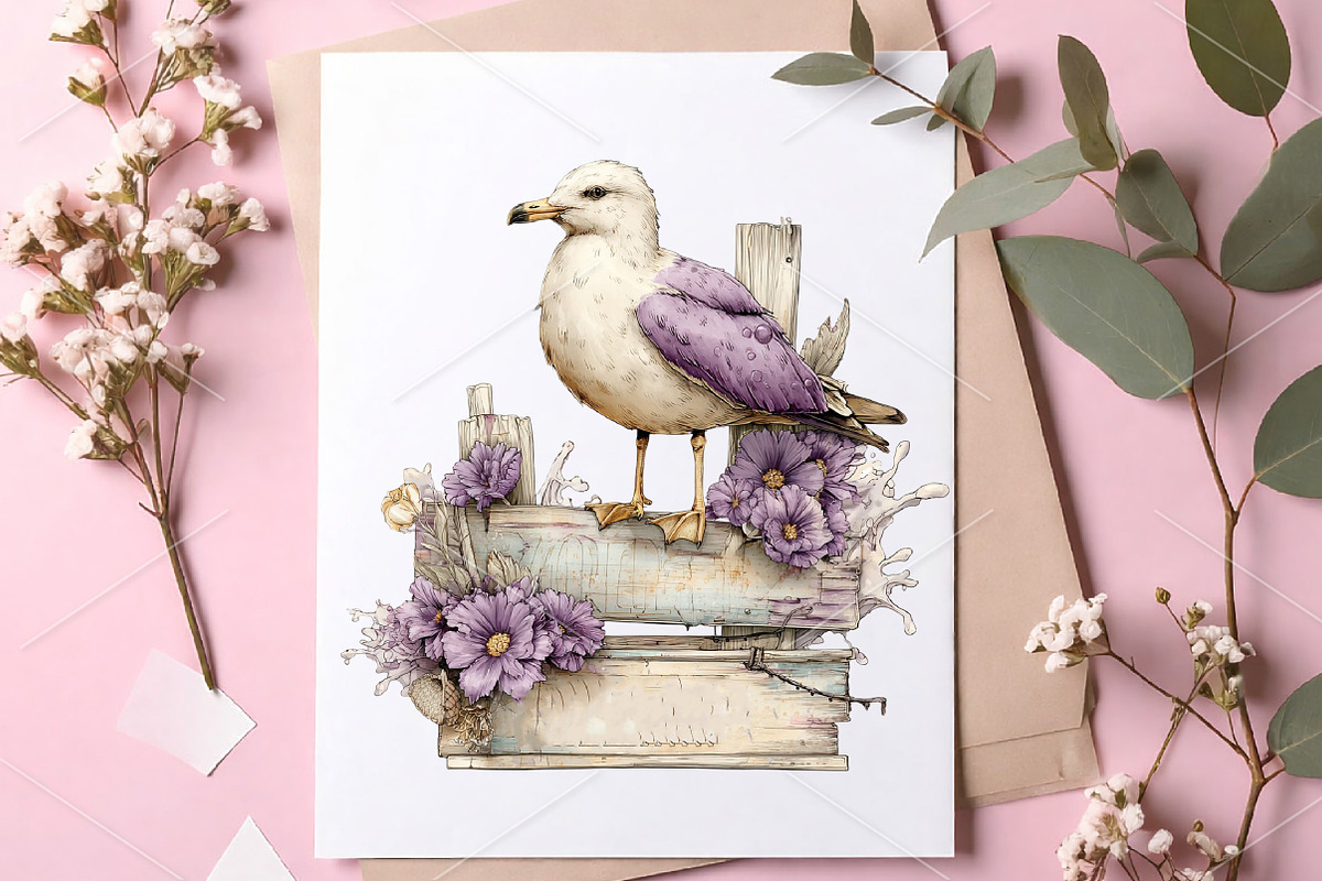 Whimsical Summer Wooden Sing Clipart, an Illustration by Canvas Craft (Photo 7 of 7)