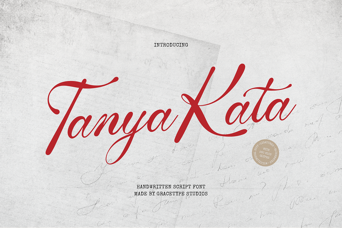Tanya Kata | Handwritten Script, a Script Font by gracetype_studio (Photo 1 of 12)