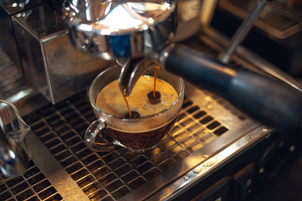 Preparing coffee with coffee maker, a Photo by Art Rachen