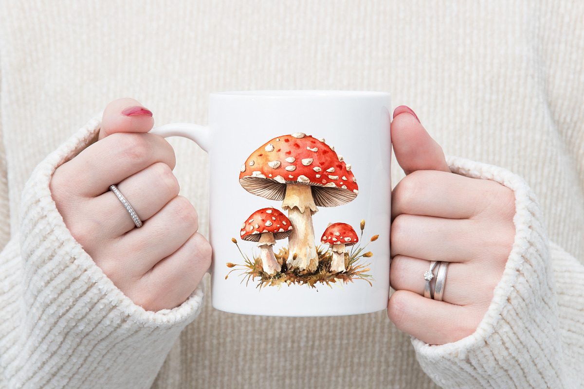 Watercolor Mushroom Clipart, an Illustration by designcity5 (Photo 4 of 5)