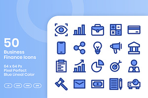 50 Business Finance - Lineal Color, an Outline Icon by Kmg Design