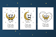 Greeting Cards with Cute Pandas, a Card Template by Tkoko vectors & patterns (Thumbnail 2 of 2)