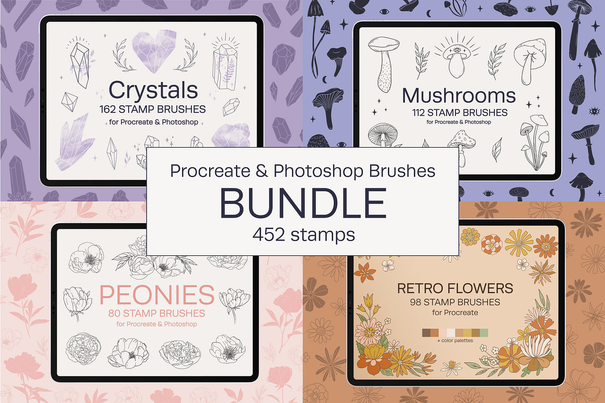 Bundle. Mushrooms, Crystals, Peony., a Brush Add-On by NinaFedorova (Photo 1 of 20)