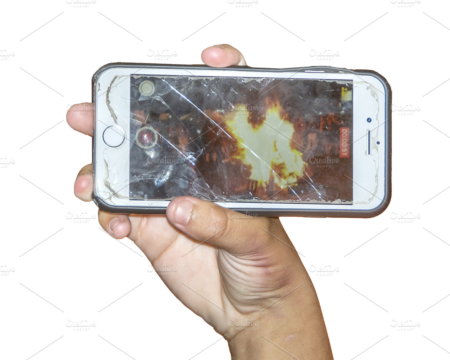 Isolated photo of woman hand recording fire with smartphone, a Technology Photo by DanFLCreativo