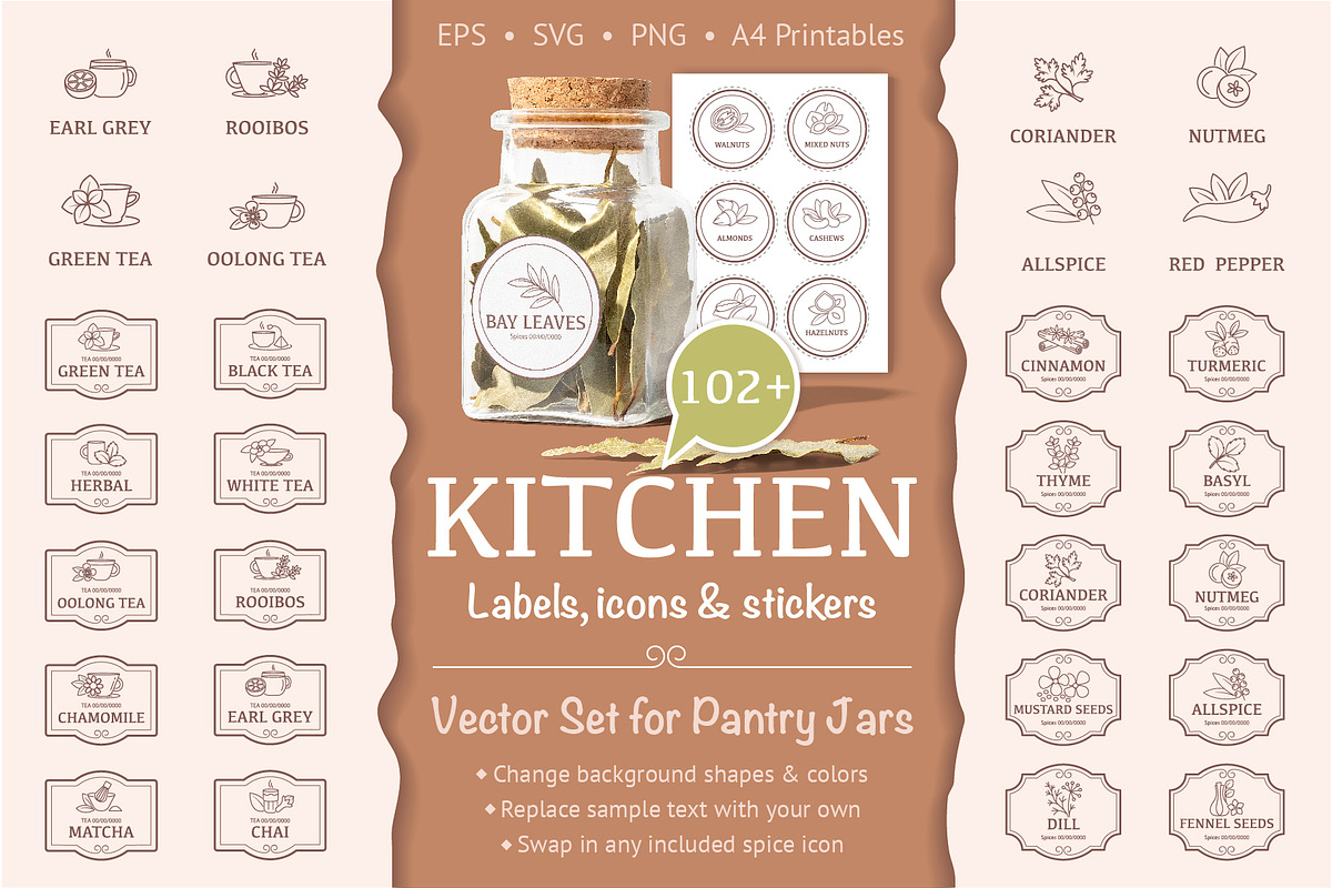 Vintage Kitchen Jar Labels, Icons, an Object Graphic by Lettering_Logo (Photo 1 of 10)
