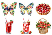 Watercolor Strawberry Clipart Bundle, a Seasonal Illustration by CitraGraphics (Thumbnail 2 of 5)