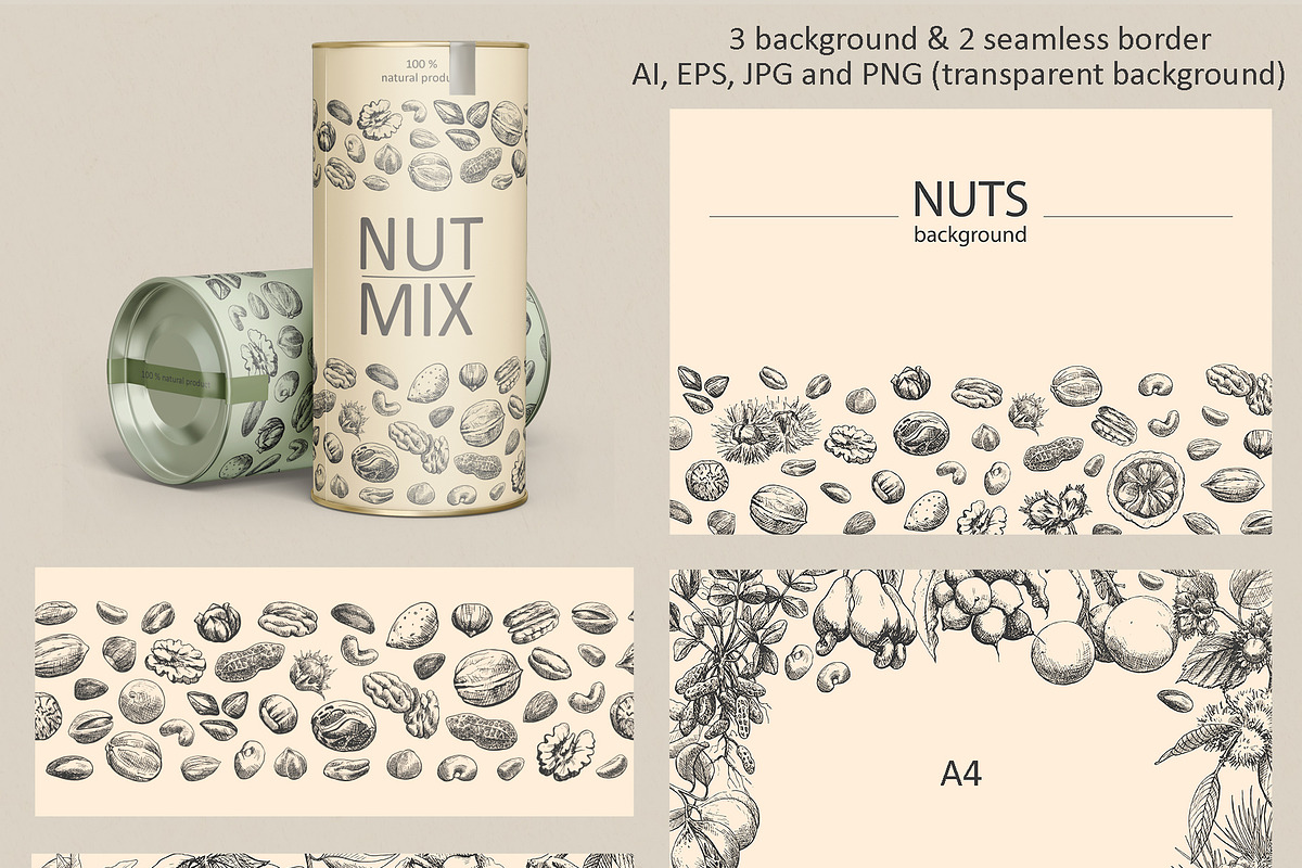 Hand Drawn Nuts set Vector, a Food Illustration by ON_lineart_store (Photo 9 of 11)