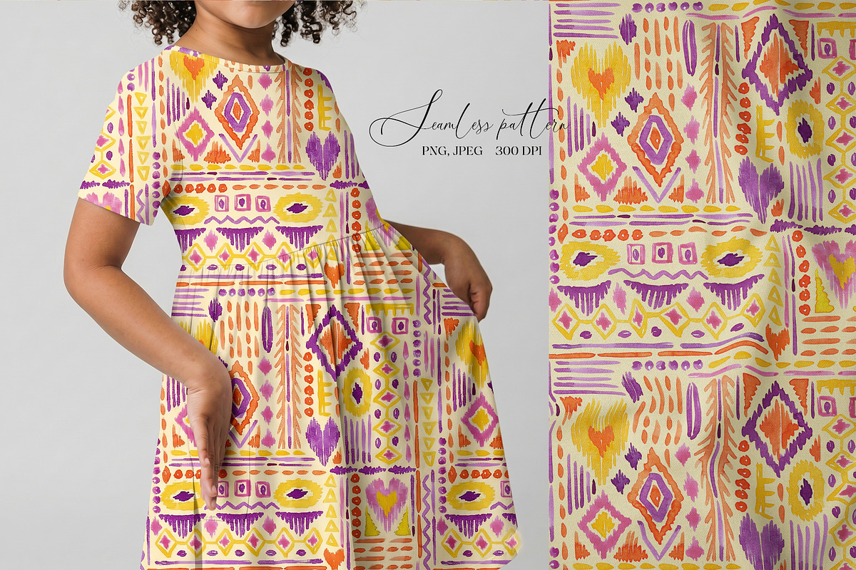 Watercolor Tribal Geometric Pattern, a Pattern Graphic by SirenaArt (Photo 9 of 14)