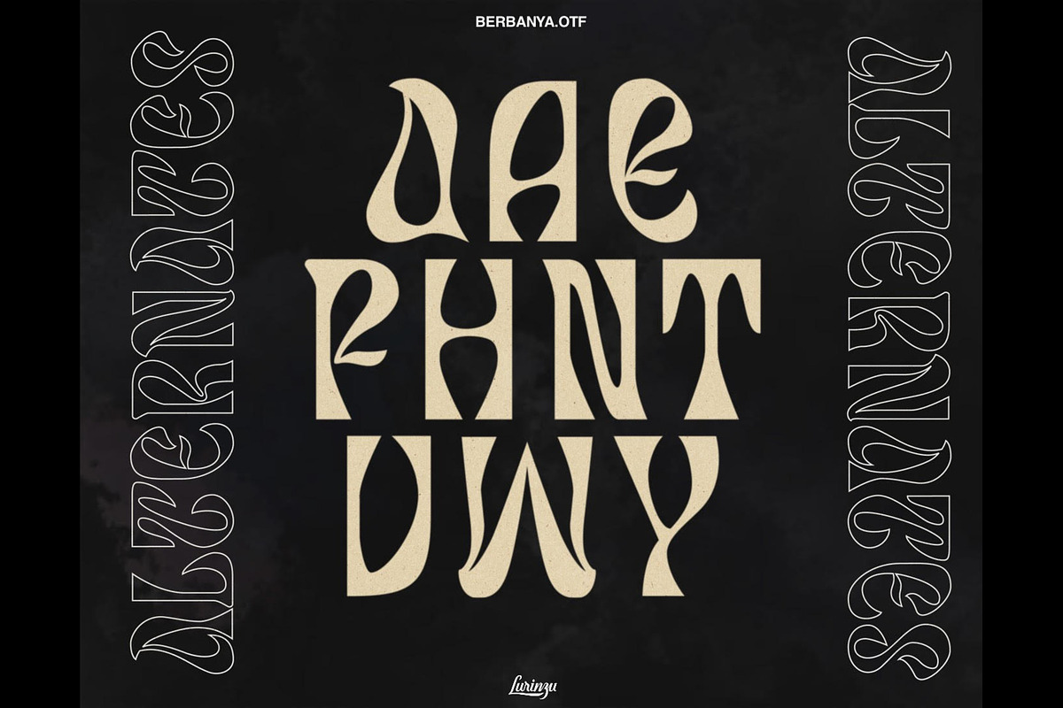 Berbanya - Funky Psychedelic Font, a Serif Font by Lurinzu Studios (Photo 7 of 11)