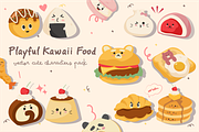 Funny Kawaii Food - Flat Vector, an Object Graphic by Artnivora.Std (Thumbnail 1 of 4)