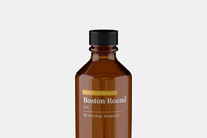 Boston Round Glass Bottle 2oz