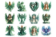 Green Stone Angel Figures PNG, an Illustration by SinaCreation (Thumbnail 6 of 7)