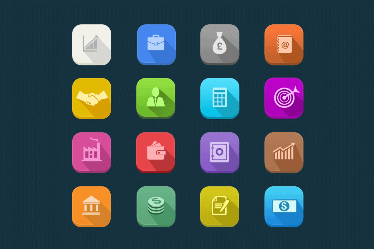 12 Colourful Business Icons