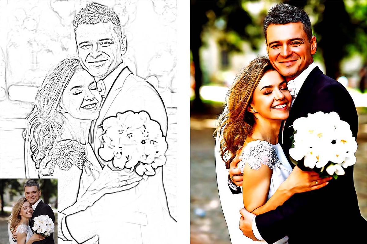 Romantic Wedding Oil & Sketch, an Action Add-On by Studio Retouch (Photo 9 of 13)