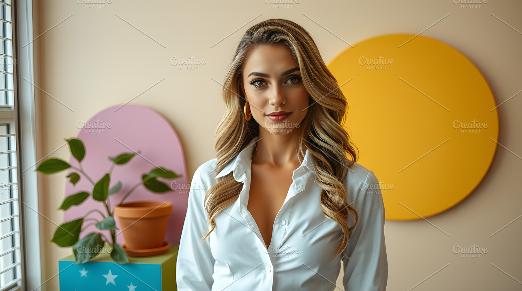 Portrait of a Beautiful Woman in Whi, a Business Photo by Stock Shape