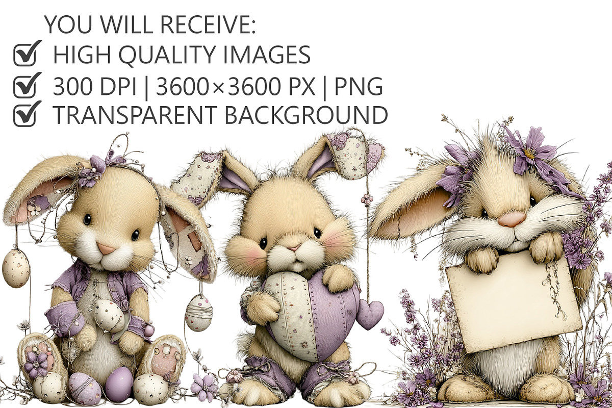 Whimsical Easter Bunny Clipart, an Illustration by Pixels.Craft (Photo 2 of 3)