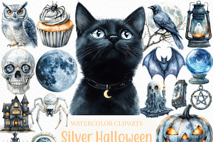 Silver Halloween Clipart, an Illustration by Craft Nest