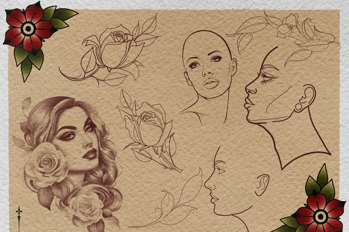 Procreate / Neo-traditional Ladies, a Brush Add-On by Studio.Valhalla (Photo 7 of 11)