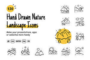 Hand Drawn Nature Landscape Icons