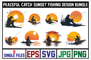 silhouette of fishermen at peaceful, an Illustration by Amazin_art